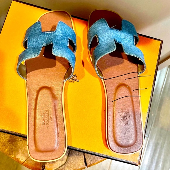 Denim Jean Hermes oran sandals - Picture 1 of 5